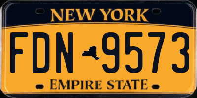 NY license plate FDN9573
