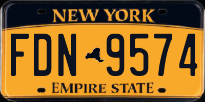 NY license plate FDN9574