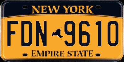 NY license plate FDN9610