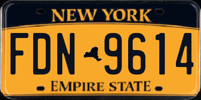 NY license plate FDN9614
