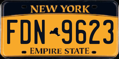 NY license plate FDN9623