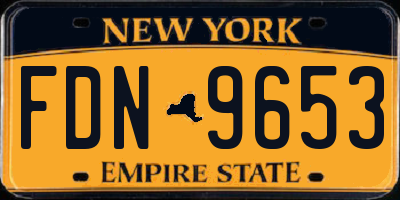 NY license plate FDN9653