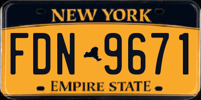 NY license plate FDN9671