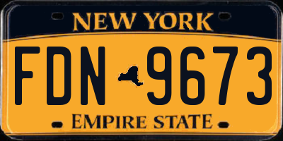 NY license plate FDN9673