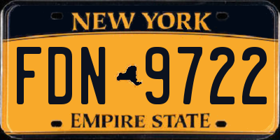 NY license plate FDN9722