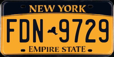 NY license plate FDN9729