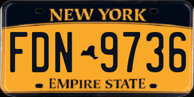 NY license plate FDN9736