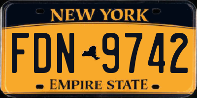 NY license plate FDN9742