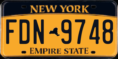 NY license plate FDN9748