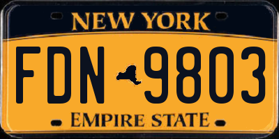 NY license plate FDN9803