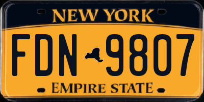 NY license plate FDN9807