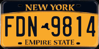 NY license plate FDN9814