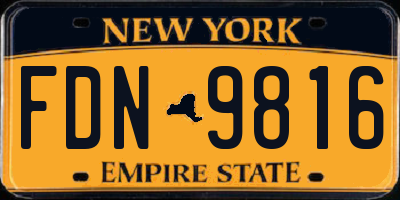 NY license plate FDN9816