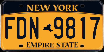 NY license plate FDN9817