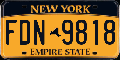 NY license plate FDN9818