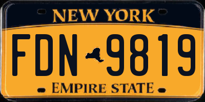 NY license plate FDN9819