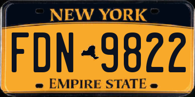 NY license plate FDN9822