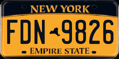 NY license plate FDN9826