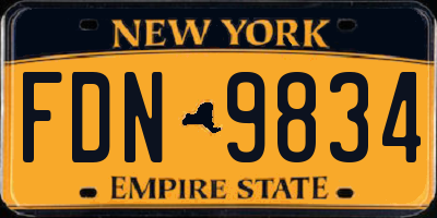 NY license plate FDN9834