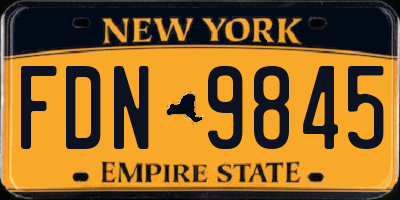 NY license plate FDN9845