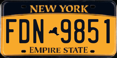 NY license plate FDN9851