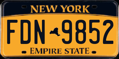 NY license plate FDN9852