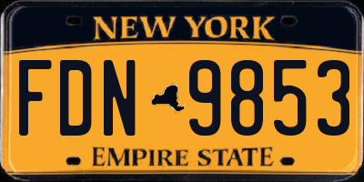 NY license plate FDN9853