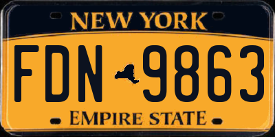 NY license plate FDN9863