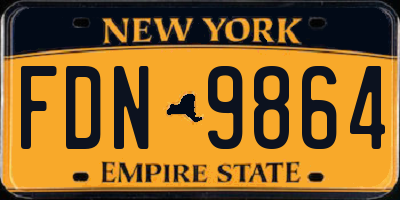 NY license plate FDN9864