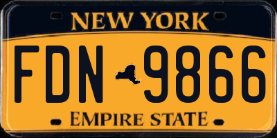 NY license plate FDN9866