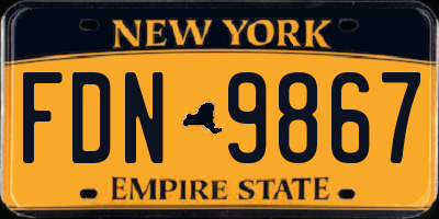 NY license plate FDN9867
