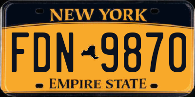 NY license plate FDN9870