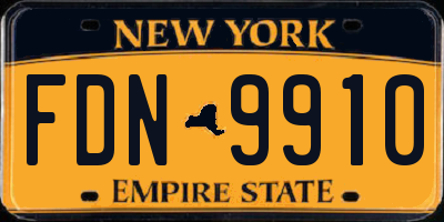 NY license plate FDN9910