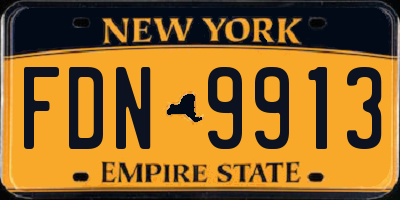 NY license plate FDN9913