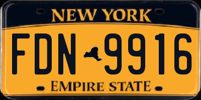 NY license plate FDN9916