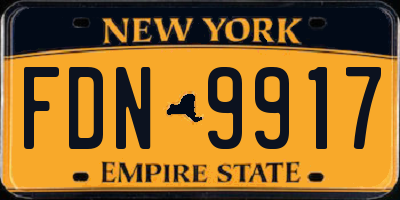 NY license plate FDN9917