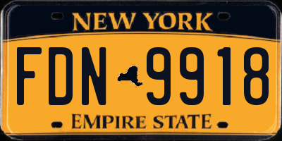 NY license plate FDN9918