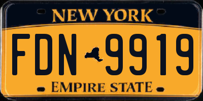 NY license plate FDN9919