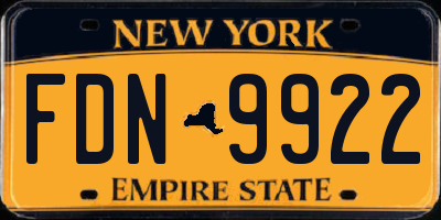 NY license plate FDN9922