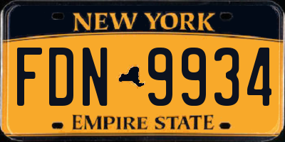 NY license plate FDN9934