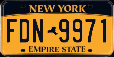 NY license plate FDN9971