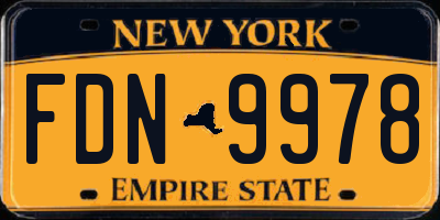 NY license plate FDN9978