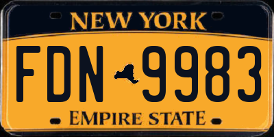 NY license plate FDN9983