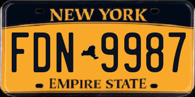 NY license plate FDN9987