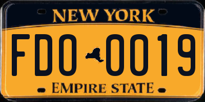 NY license plate FDO0019