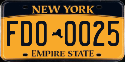 NY license plate FDO0025