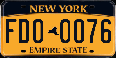 NY license plate FDO0076