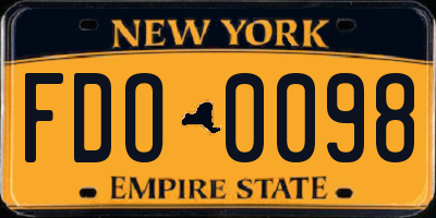 NY license plate FDO0098