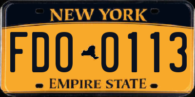 NY license plate FDO0113