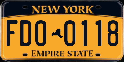 NY license plate FDO0118